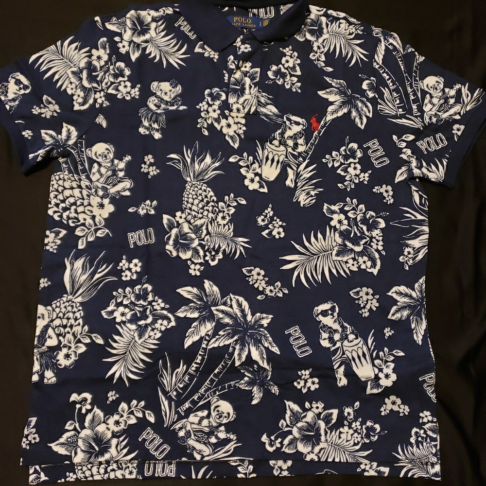 Men's Polo RL Short Sleeve Shirt, Size M/L Custom Slim Fit, Color Navy Blue
